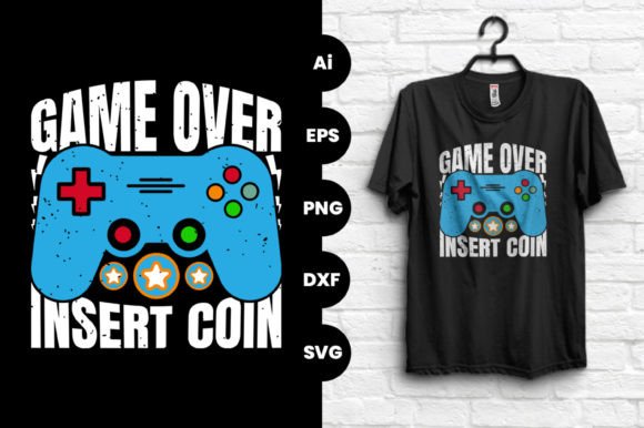 Game Over Insert Coin Graphics for T-Shirt Designs