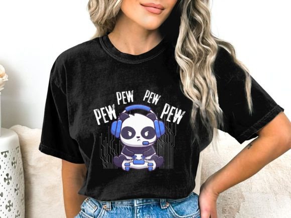 Gaming Panda Graphics for T-Shirt Designs