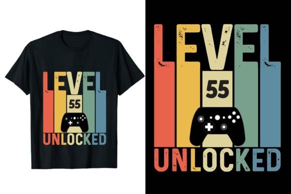 Level 55 Unlocked: Gaming Graphics & T-Shirt Designs
